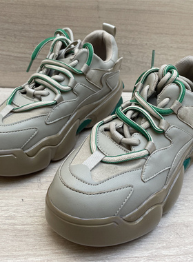 35码商场试穿女鞋春季新款圆头拼色松糕底系带休闲老爹鞋B2210021