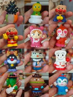 现货】日本中古玩具面包超人指偶摆件吐司红妹BB蓝妹细菌汉堡炒面