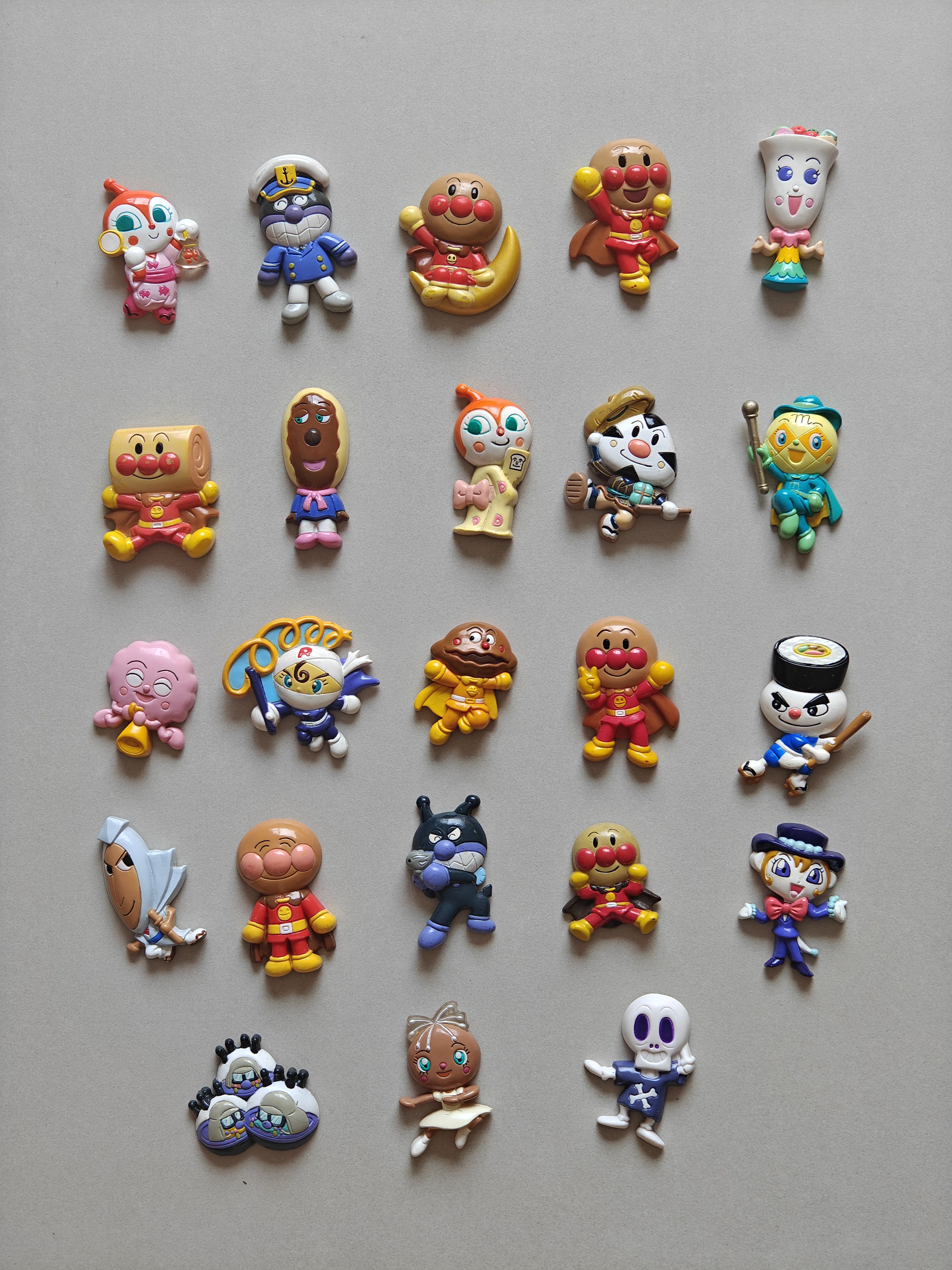 现货日本中古玩具面包超人细菌蜜瓜红精灵边缘冰箱贴磁吸贴瑕疵