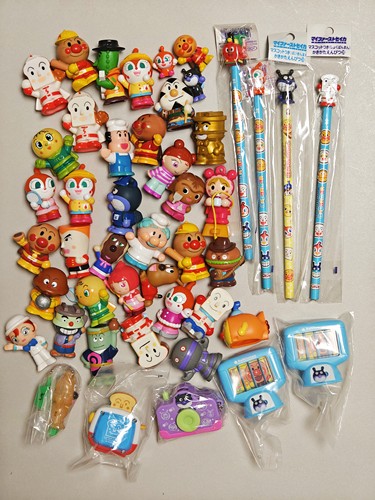 现货日本中古玩具面包超人指偶指套机关玩具文具铅笔嘎豆摆件手伴