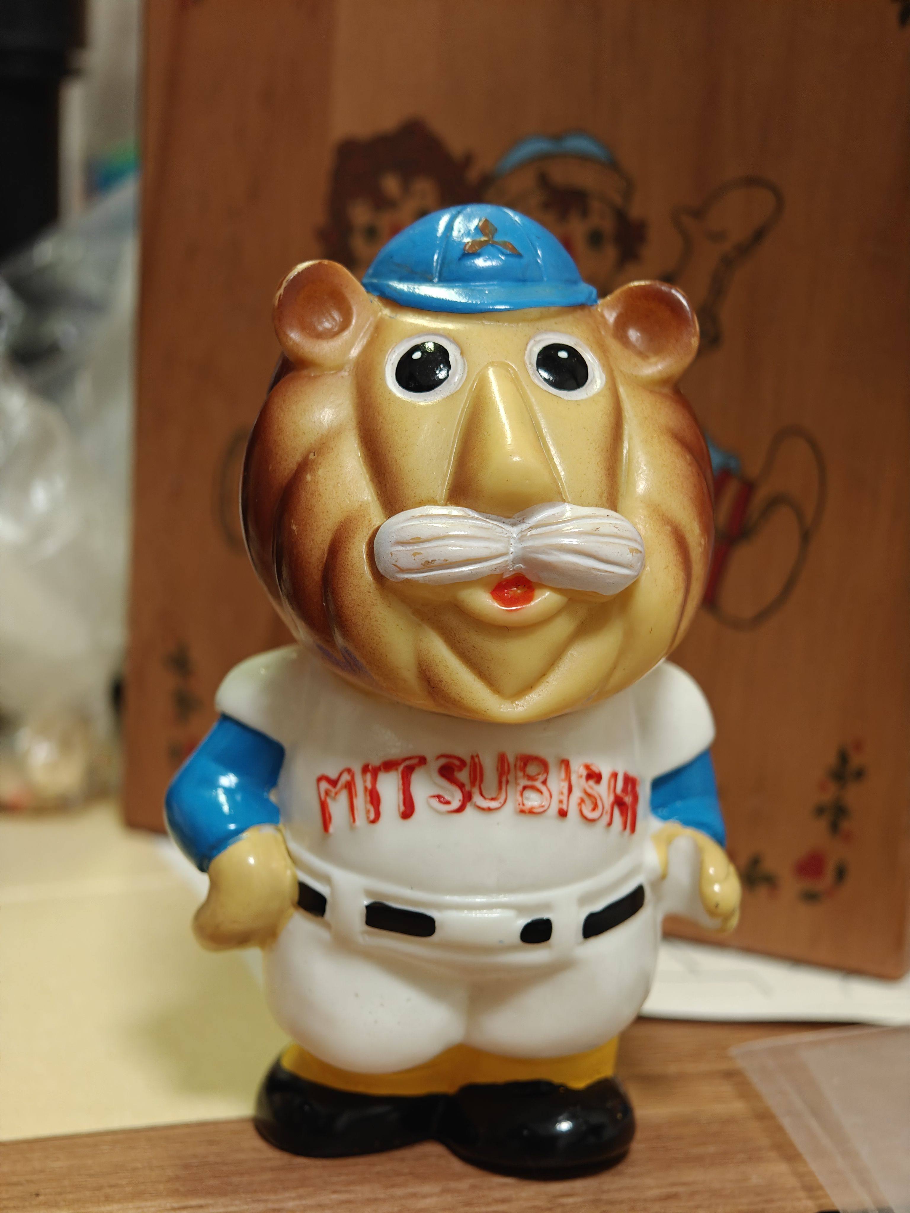 现货日本中古玩具昭和银行小狮子棒球手存钱罐储蓄罐包邮非偏远