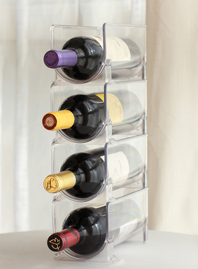 层叠式冰箱收纳酒架瓶架饮料架透明可叠加展示架葡萄酒水杯规整架