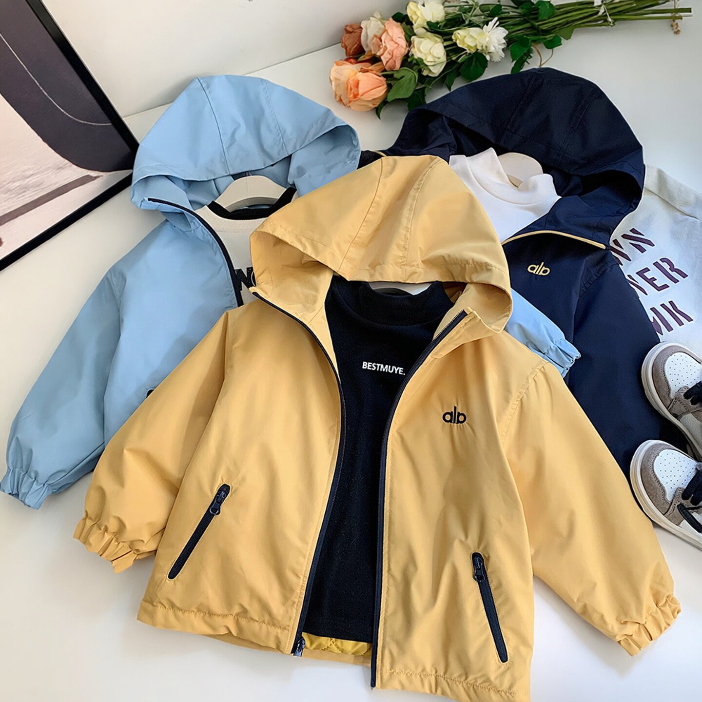 儿童棉服轻薄2026新款早春女童连帽冲锋衣二棉男童夹棉薄棉外套