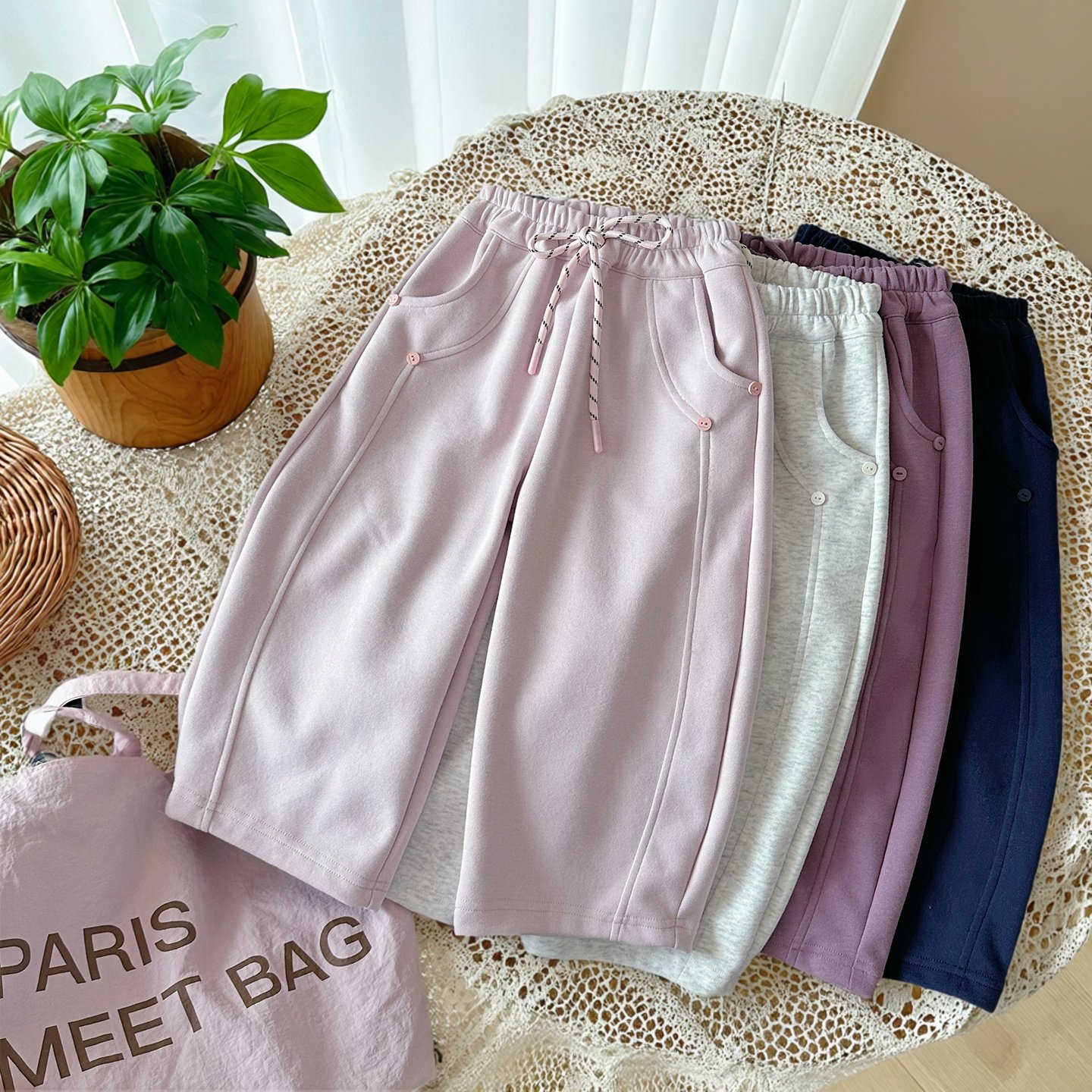 女童裤子早秋宽松棉质韩版运动裤