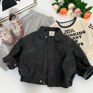 男童外套春装宝宝洋气2026新款韩版儿童皮衣春秋PU皮夹克炸街上衣