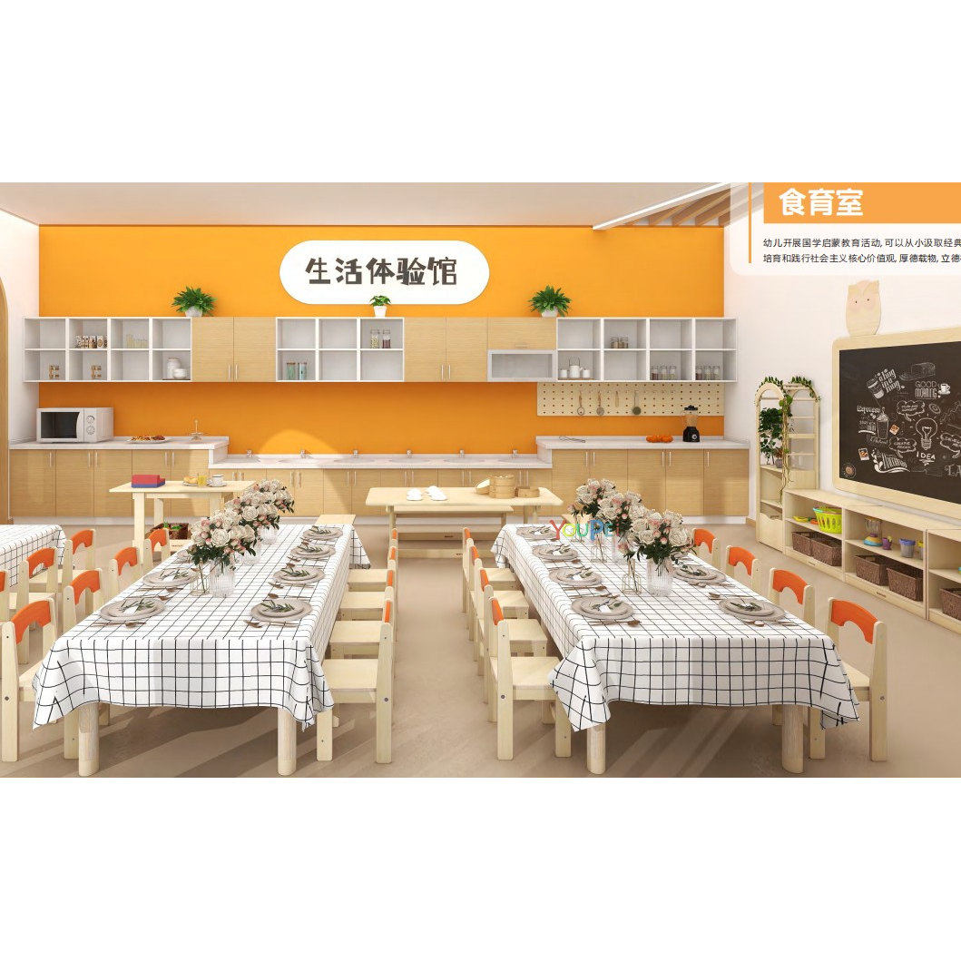 食育室 幼儿早教园儿童厨艺工作台厨艺工作凳厨艺工作长凳柜台