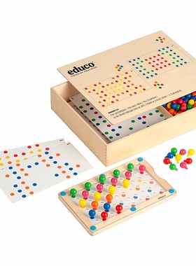 大号插珠游戏edco 幼儿早教园儿童10毫米蘑菇钉插板木制益智玩具