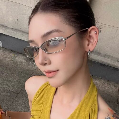欧美y2k辣妹风水银色高级感墨镜