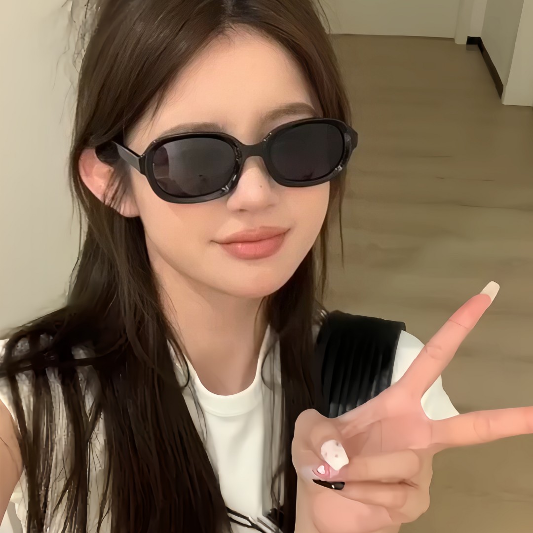 复古椭圆墨镜女高级感防晒太阳镜