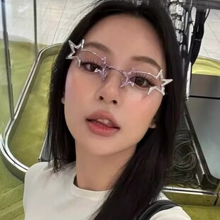 金属镂空星星异形猫眼gm折叠眼镜框架无镜片凹造型装饰街拍女款潮