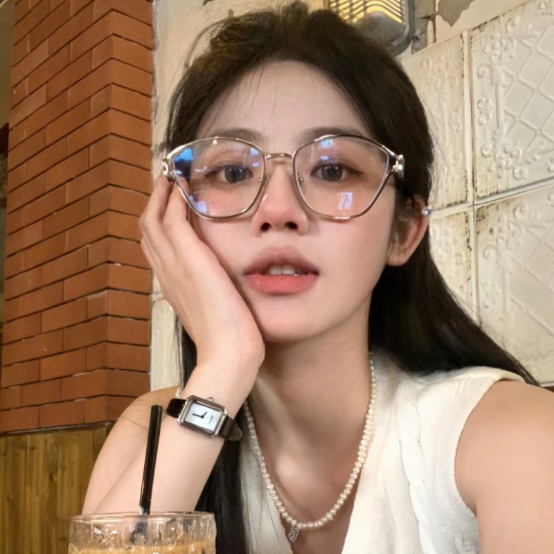 欧美猫眼镂空金属金丝边眼镜框女潮圆脸防蓝光素颜平光近视镜度数