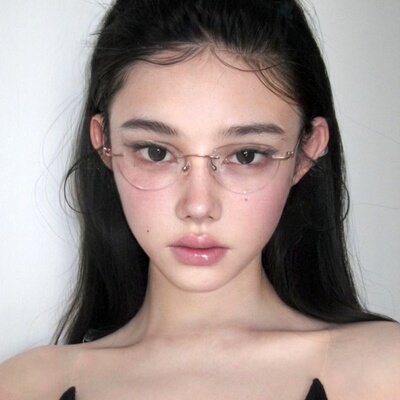 韩版纯欲猫眼无框眼镜老钱高智感