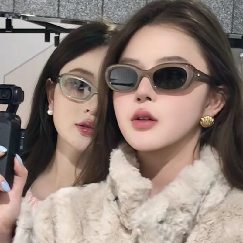 gm墨镜女潮高级感茶咖色椭圆猫眼图片