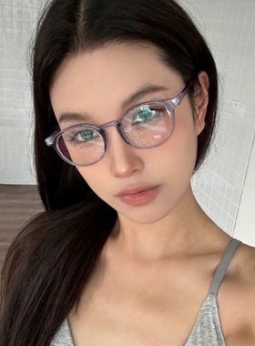 复古TR90超轻小圆框透明灰色小脸素颜神器镜框可配度数近视眼镜女