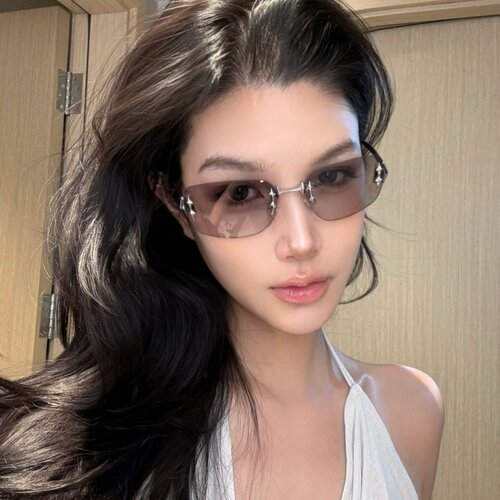 欧美风星星方形猫眼无框gm墨镜辣妹太阳镜街拍高级感2024新款女潮