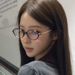 韩版椭圆书呆子复古黑框素颜眼镜方圆脸显瘦防蓝光度数近视平光镜