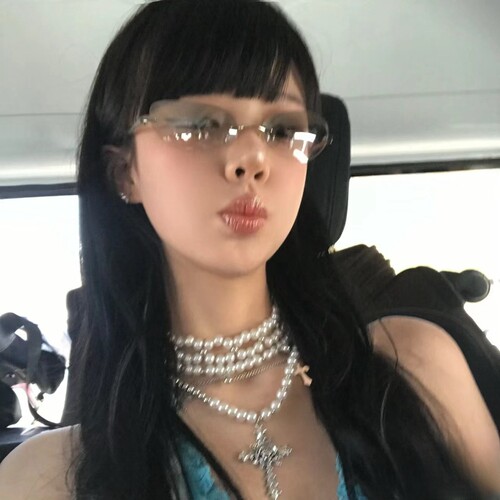 复古椭圆猫眼无边框水银Y2K墨镜