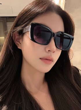 复古超大框方形百搭黑色墨镜女