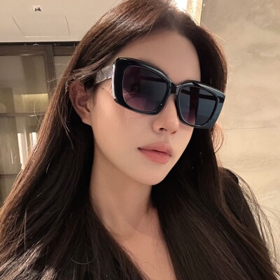 复古超大框方形百搭黑色墨镜女