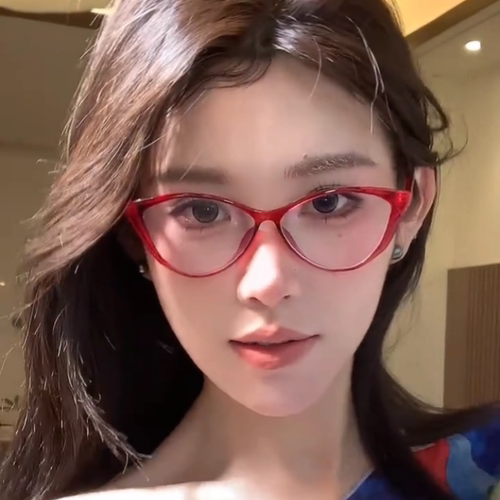 韩版猫眼红色眼镜女款圆脸显瘦