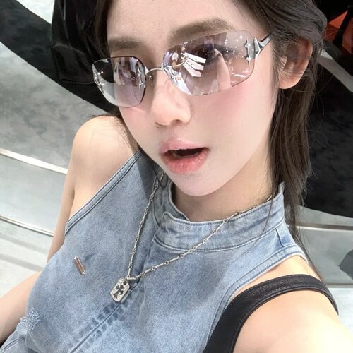 复古无框方形水银色gm高级感墨镜