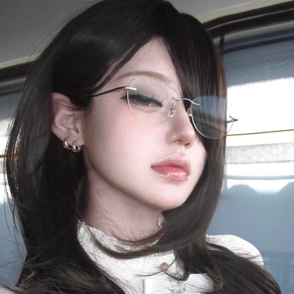 纯欲无框猫眼银色日系眼镜二次元