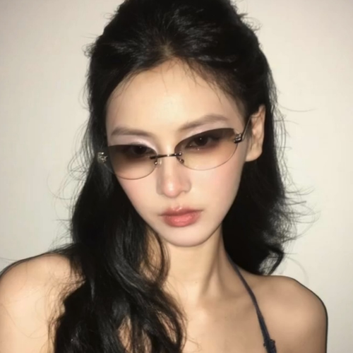 欧美辣妹风猫眼Y2K复古无框墨镜