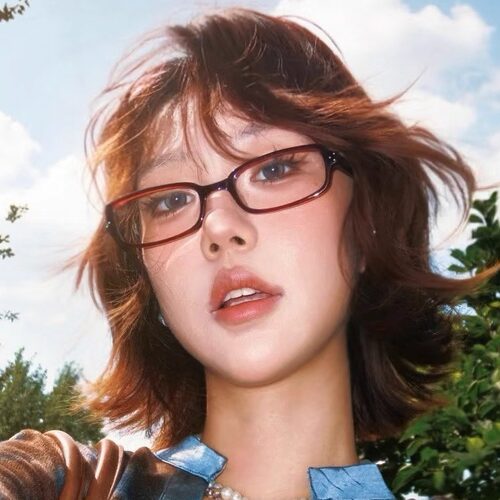 复古方框红色gm眼镜Y2K欧美辣妹