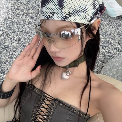 欧美Y2K亚裔辣妹风无框镶钻墨镜