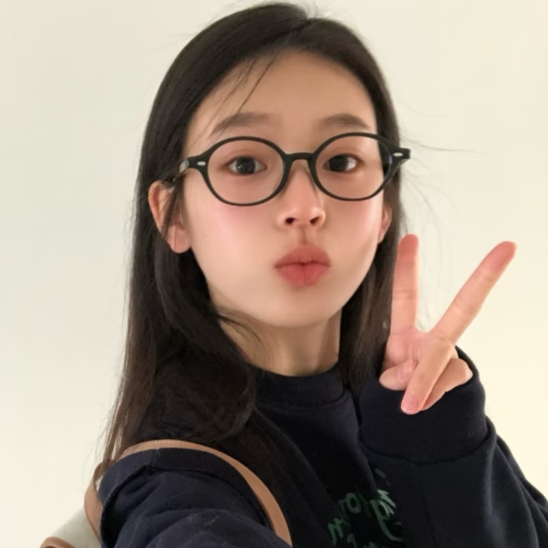 韩版复古椭圆书呆子黑框眼镜女素颜防蓝光配度数近视平光镜框学生