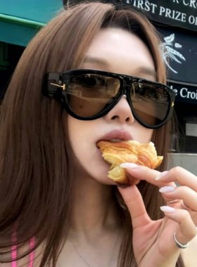 茶色大框高级感墨镜女方圆脸显瘦