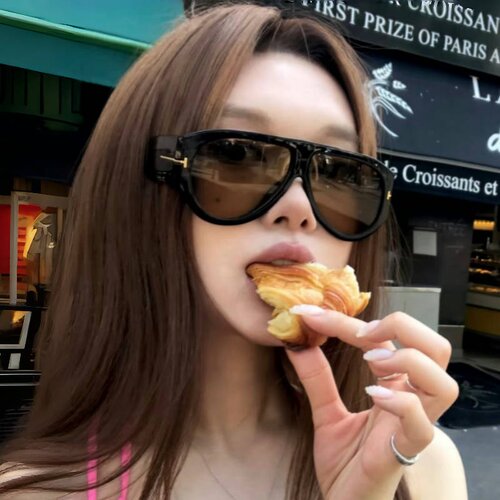 茶色大框高级感墨镜女方圆脸显瘦