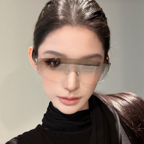 欧美辣妹无框连体Y2K水银色墨镜