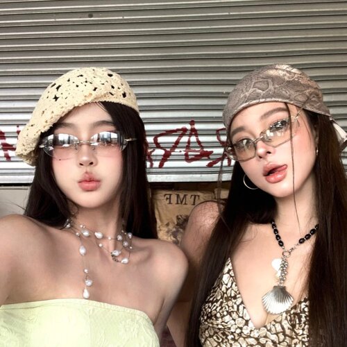 复古Y2K欧美千禧辣妹风水银猫眼