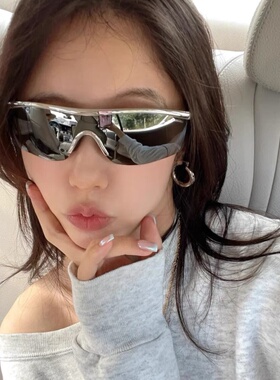 欧美风连体高级感户外运动骑行防风护目镜墨镜街拍太阳眼镜夜骑女