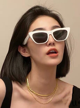 猫眼白框墨镜高级感ins女凹造型