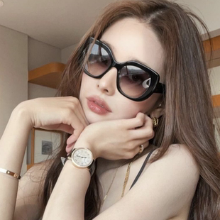 欧美风复古大框时髦黑色墨镜女法式高级感方圆脸显瘦太阳眼镜防晒