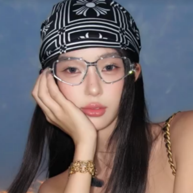韩版GM金属素颜镶钻眼镜Y2K辣妹