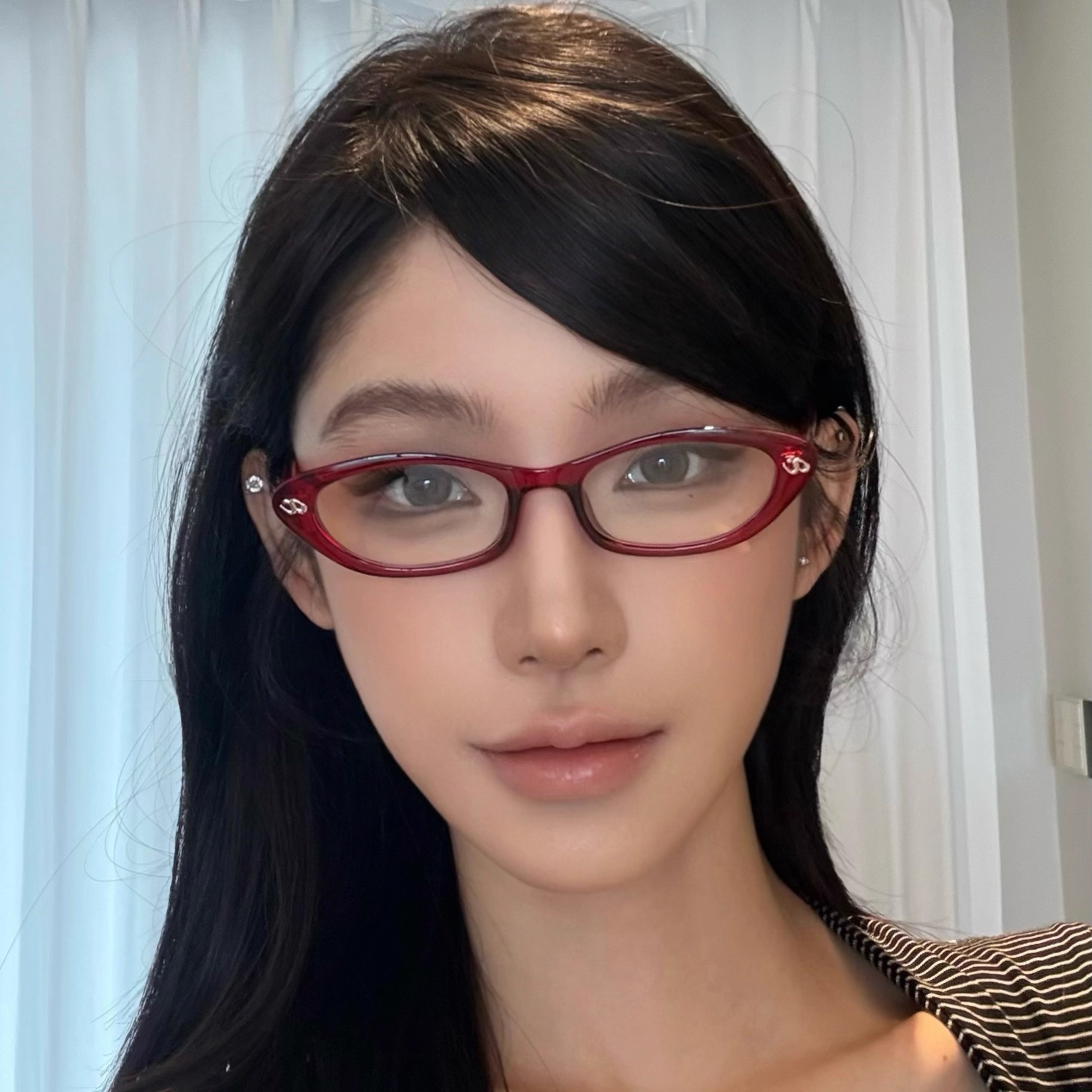 复古美式小方框猫眼红色Y2K眼镜