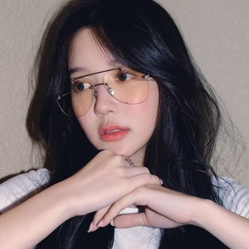 复古美式无边框蛤蟆镜眼镜素颜