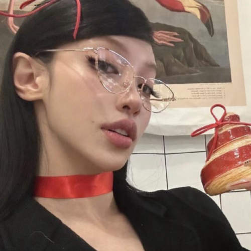 复古纯欲三角猫眼复古金丝眼镜