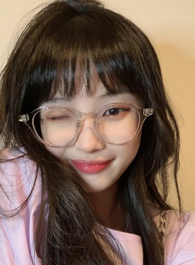 韩版ins透明灰色镜框近视眼镜学生圆脸超轻小红书防蓝光眼睛架女
