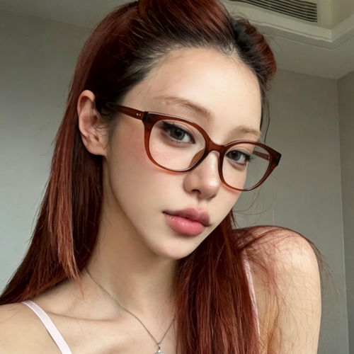 复古美式猫眼方形茶色眼镜防蓝光