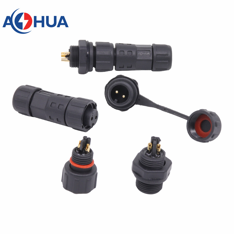 澳华AHUA M12后置公面板式灯具医疗检测试仪器防水公母插头连接器