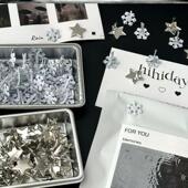 ins风造型双脚钉迷你纸片钉夹金属手账卡片专用星星雪花两脚钉