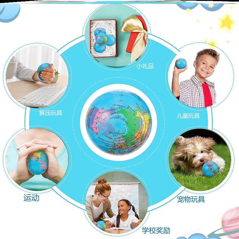 反应力地球仪模型教学校玩具亲子充气全印小皮球儿童地球仪弹力球图片