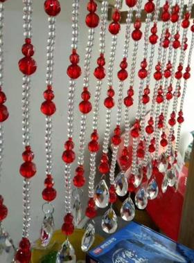 客厅珠帘成品玄关门帘隔断装饰帘水晶珠子吊帘红色切面葫芦