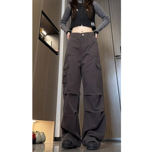 秋季新款美式高街复古水洗工装裤女潮流宽松直筒休闲裤 KZ019 P58图片
