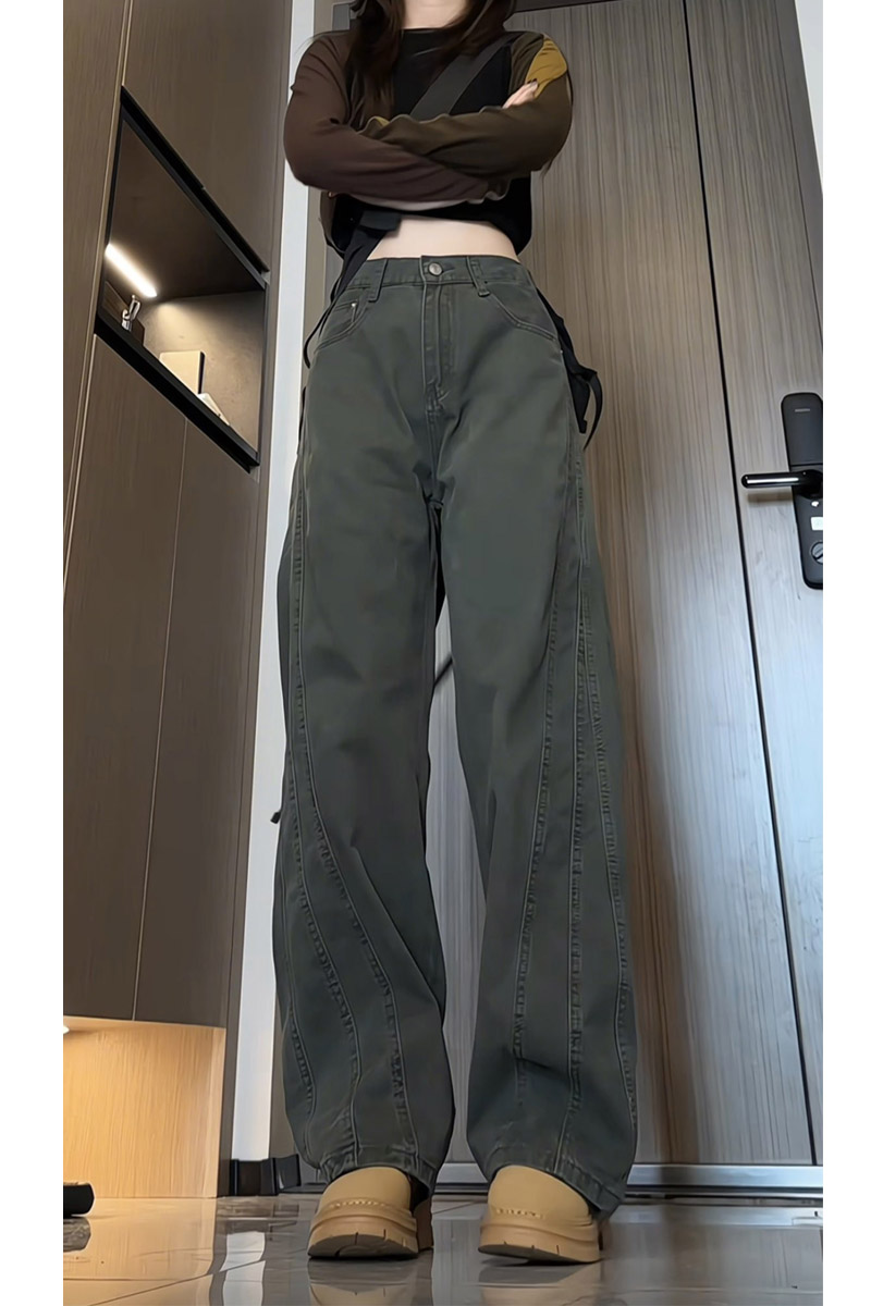 秋季新款美式高街工装休闲裤女潮流宽松直筒阔腿弯刀裤K2586P50,男装工装外套,电商B203