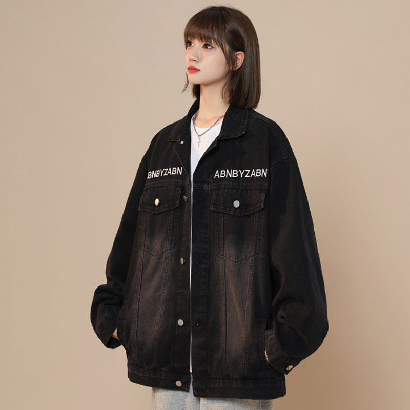 2025春季新款美式牛仔夹克女外套潮流字母刺绣JK34P95，男装夹克，电商B203